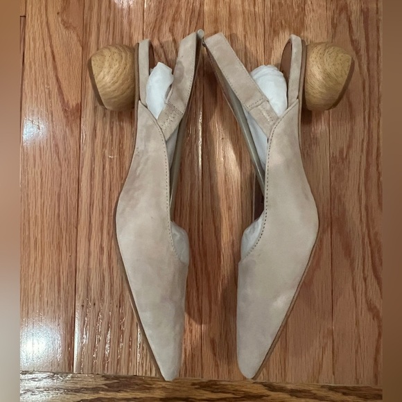 NIB Matiko Circa Peach Pointed Toe Slingback Wood Sphere Heel Shoes US 9.5 EU 40 - Picture 8 of 9